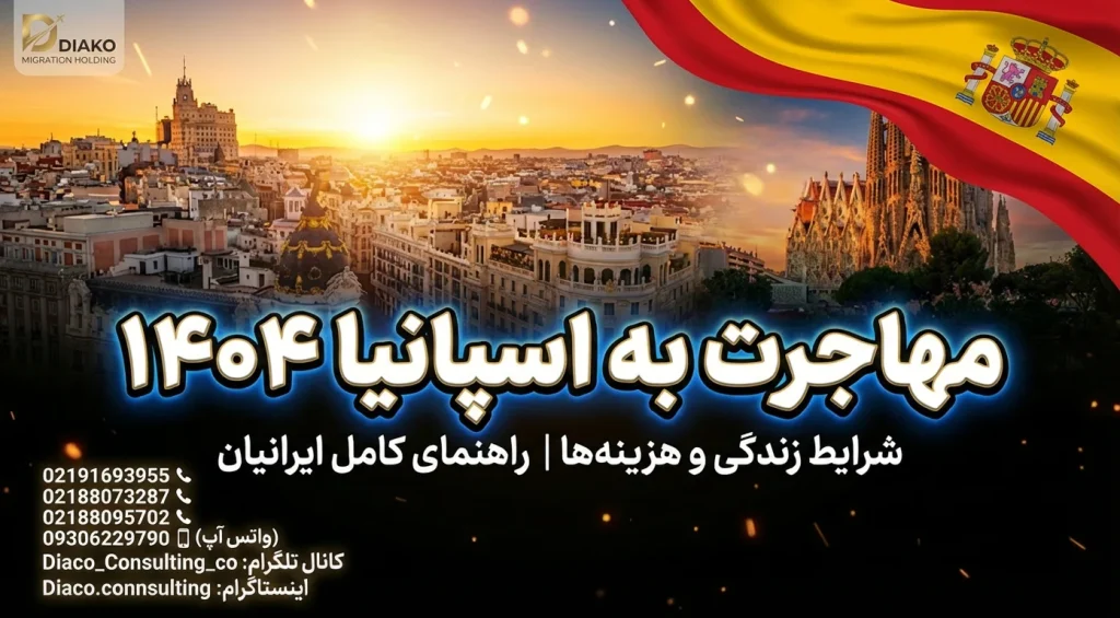 شرایط زندگی و هزینه زندگی و مهاجرت به اسپانیا ۱۴۰۴ – مادرید، بارسلونا، والنسیا – هلدینگ دیاکو